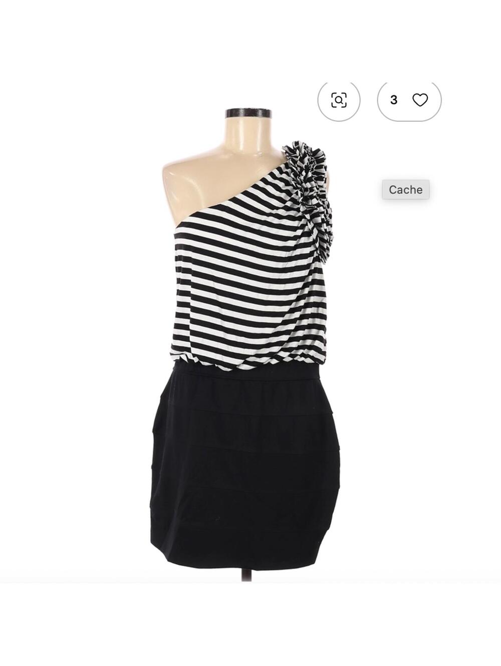 Cache One-Shoulder Striped Casual Dress Size L